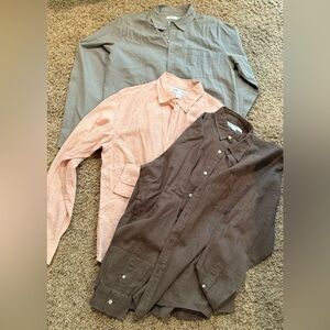 Men's Casual 3 Shirt Bundle - Grey, Dark Gray, and Orange stripe size: medium